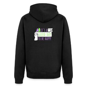 Good Day Be Happy Positive Motivation Happiness Saying - Unisex Premium Organic Zip Hoodie - black - Back - Nico (187cm)