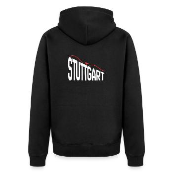 Stuttgart - Unisex Premium Bio Zip Hoodie - Schwarz - Hinten - Nico (187cm)