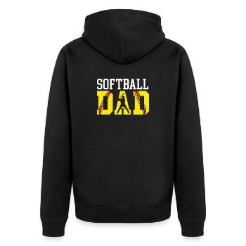 Softball-Vater lauter stolzer unterstützender Spieltags-Ausrüstung - Unisex Premium Bio Zip Hoodie - Schwarz - Hinten - Nico (187cm)