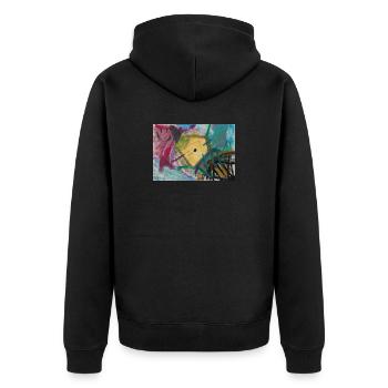 Gold Fountain - Unisex Premium Organic Zip Hoodie - black - Back - Nico (187cm)