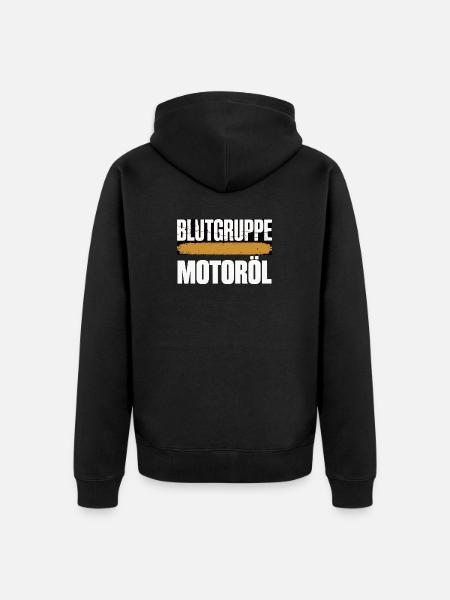 Blutgruppe Motoröl Schrauber Design - Unisex Premium Bio Zip Hoodie - Schwarz