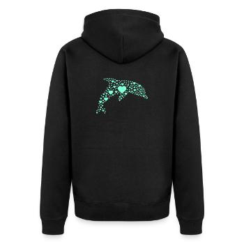 Dolphin Heart Pattern - Unisex Premium Organic Zip Hoodie - black - Back - Nico (187cm)