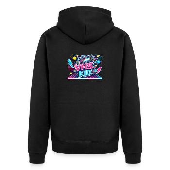 VHS KID Neon Retro - Unisex Premium Bio Zip Hoodie - Schwarz - Hinten - Nico (187cm)