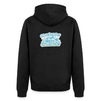 Ohne Angel? Ohne mich! Fischspruch - Unisex Premium Bio Zip Hoodie - Schwarz - Hinten - Nico (187cm)
