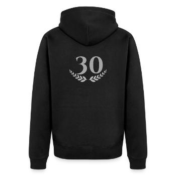 30 - Unisex Premium Bio Zip Hoodie - Schwarz - Hinten - Nico (187cm)