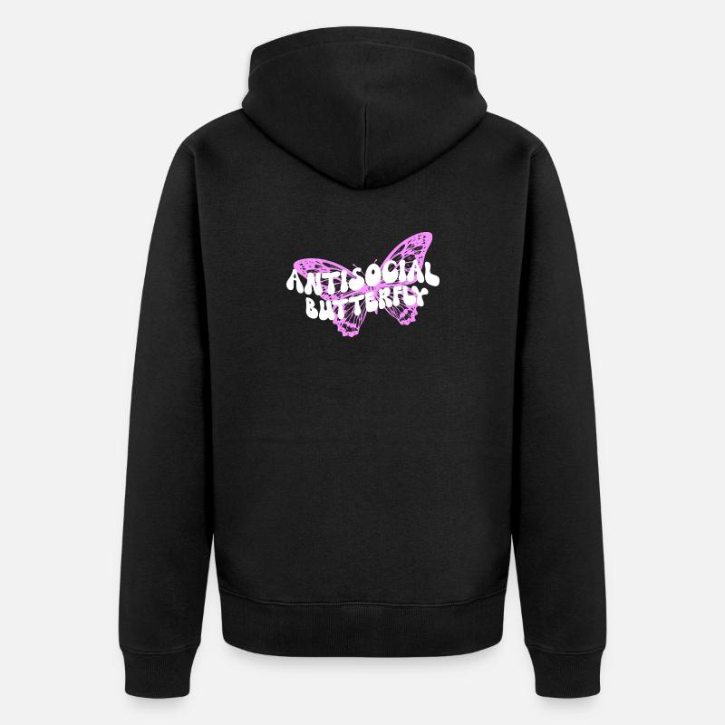 Graphique inspirant de fan papillon - Veste à capuche bio Premium Unisexe - noir