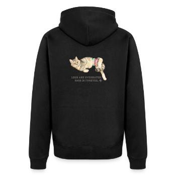 Beine sind überbewertet, Katzenfrechheit. - Unisex Premium Bio Zip Hoodie - Schwarz - Hinten - Nico (187cm)