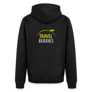 Travel buddies - Unisex Premium Bio Zip Hoodie - Schwarz - Hinten - Nico (187cm)