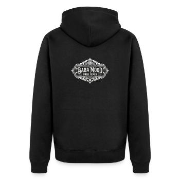Baba Mood Vintage Ornate Label Türkisch - Unisex Premium Bio Zip Hoodie - Schwarz - Hinten - Nico (187cm)
