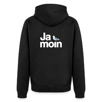Ja Moin Norddeutschland Hamburg Gamer Meme Moin - Unisex Premium Bio Zip Hoodie - Schwarz - Hinten - Nico (187cm)