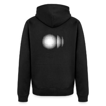 Halftone Ring Sunburst - Unisex Premium Organic Zip Hoodie - black - Back - Nico (187cm)