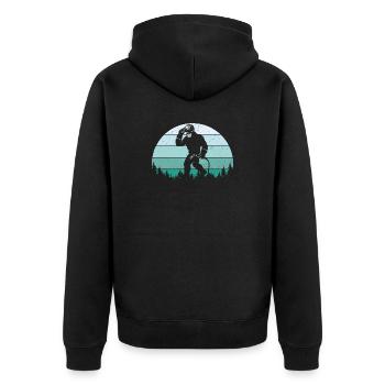 Bigfoot-Schweißer – Schweißer und Metallarbeiter Sasquatch - Unisex Premium Bio Zip Hoodie - Schwarz - Hinten - Nico (187cm)