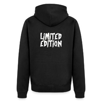 Begrenzte Edition Graffiti - Unisex Premium Bio Zip Hoodie - Schwarz - Hinten - Nico (187cm)