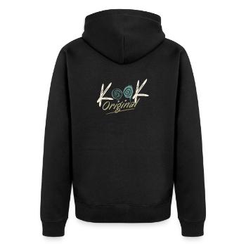 Kook Original Groovy Spiral Retro 70s - Unisex Premium Bio Zip Hoodie - Schwarz - Hinten - Nico (187cm)