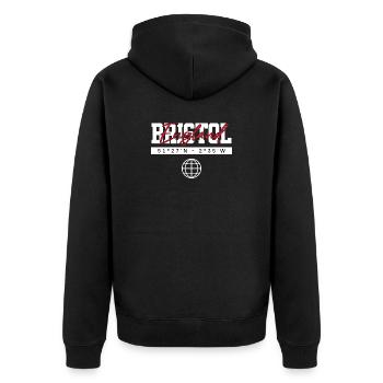 Bristol England Koordinaten Reise Souvenir - Unisex Premium Bio Zip Hoodie - Schwarz - Hinten - Nico (187cm)