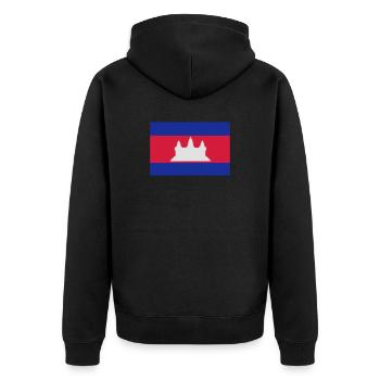 Flag of Cambodia - Unisex Premium Organic Zip Hoodie - black - Back - Nico (187cm)
