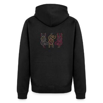 Abstract figures ornament - YMIR - vector graphic - Unisex Premium Organic Zip Hoodie - black - Back - Nico (187cm)