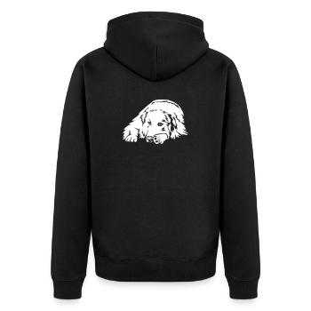 Pyrenees mountain dog "Black Edition" - Unisex Premium Organic Zip Hoodie - black - Back - Nico (187cm)