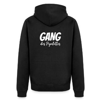 t shirt personnalisé pour fille, idée cadeau - Veste à capuche bio Premium Unisexe - noir - Dos - Nico (187cm)