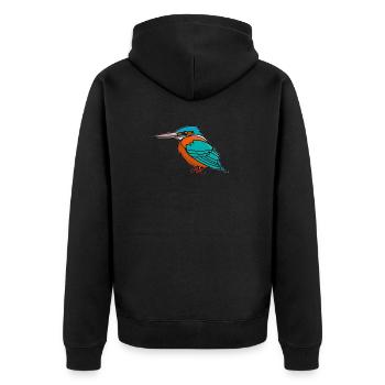 Eisvogel - Unisex Premium Bio Zip Hoodie - Schwarz - Hinten - Nico (187cm)