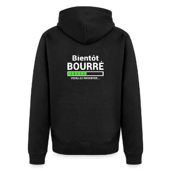 BIENTÔT BOURRE VEUILLEZ PATIENTER - Veste à capuche bio Premium Unisexe - noir - Dos - Nico (187cm)