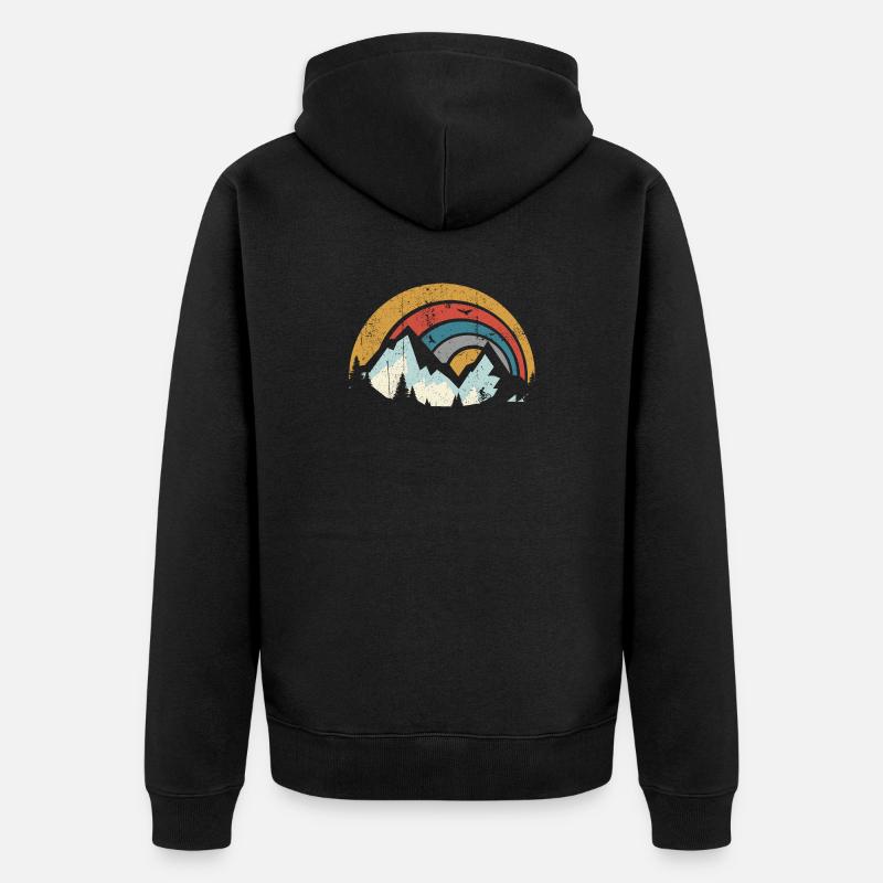 Retro Mountain Sunset Arc - Unisex Premium Bio Zip Hoodie - Schwarz