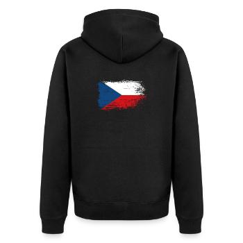 Czech Flag Brush Splash - Unisex Premium Organic Zip Hoodie - black - Back - Nico (187cm)