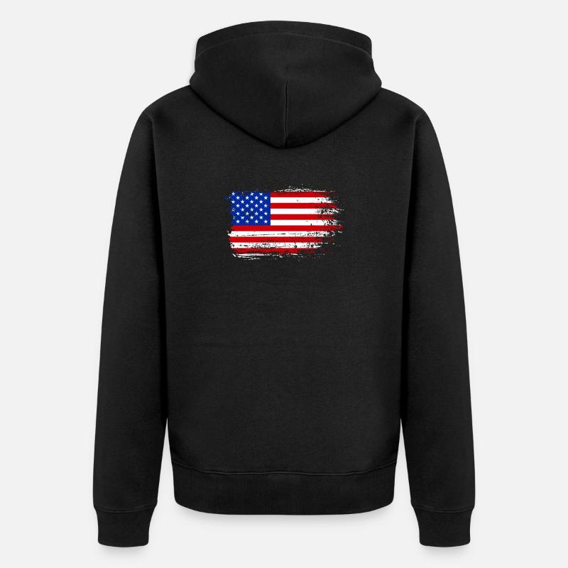 Coup de pinceau Drapeau américain - Veste à capuche bio Premium Unisexe - noir