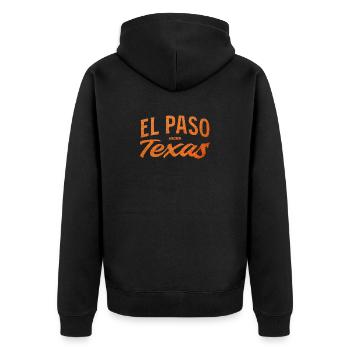 El Paso Texas Script Logo - Unisex Premium Organic Zip Hoodie - black - Back - Nico (187cm)