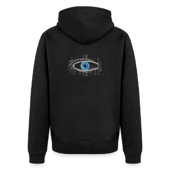 cool blue cyborg or robot eye - Unisex Premium Organic Zip Hoodie - black - Back - Nico (187cm)