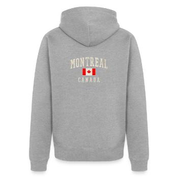 Montreal Canada Distressed Flag - Unisex Premium Organic Zip Hoodie - heather grey - Back - Nico (187cm)