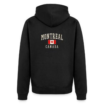 Montreal Canada Distressed Flag - Unisex Premium Organic Zip Hoodie - black - Back - Nico (187cm)