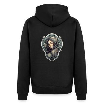 Goth Girl Gothic Mystisch Mittelalter - Unisex Premium Bio Zip Hoodie - Schwarz - Hinten - Nico (187cm)