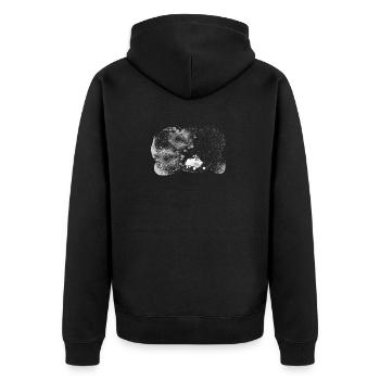 Supernova Orbit Background transparent stormy - Unisex Premium Bio Zip Hoodie - Schwarz - Hinten - Nico (187cm)