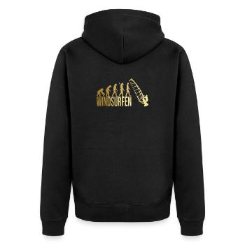 Evolution Windsurfen - Unisex Premium Bio Zip Hoodie - Schwarz - Hinten - Nico (187cm)