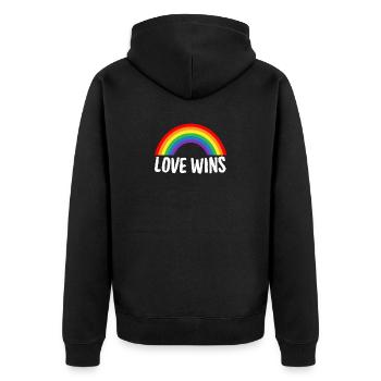 Love wins - Unisex Premium Organic Zip Hoodie - black - Back - Nico (187cm)