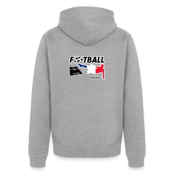 Fußball Fieber Frankreich - Unisex Premium Bio Zip Hoodie - Grau meliert - Hinten - Nico (187cm)