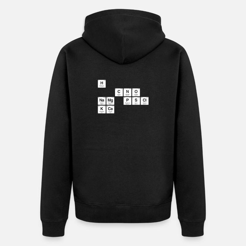 Éléments chimiques du corps humain - Veste à capuche bio Premium Unisexe - noir