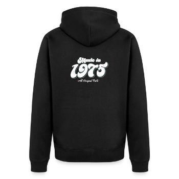 Vintage, 1973, Rétro, Typographie, Design - Veste à capuche bio Premium Unisexe - noir - Dos - Nico (187cm)