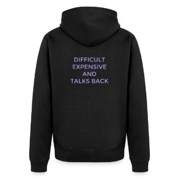 Difficult Women Expensive Clever Mouth - Unisex Premium Organic Zip Hoodie - black - Back - Nico (187cm)