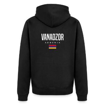 Vanadzor, Arménie - Veste à capuche bio Premium Unisexe - noir - Dos - Nico (187cm)