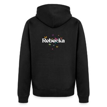 Beautiful girl's name with butterflies REBECKA - Unisex Premium Organic Zip Hoodie - black - Back - Nico (187cm)