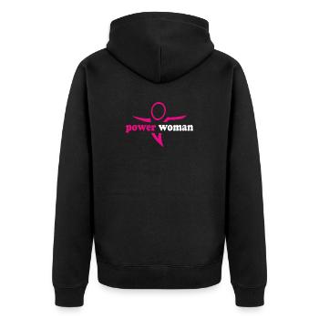power_woman_001 - Unisex Premium Bio Zip Hoodie - Schwarz - Hinten - Nico (187cm)