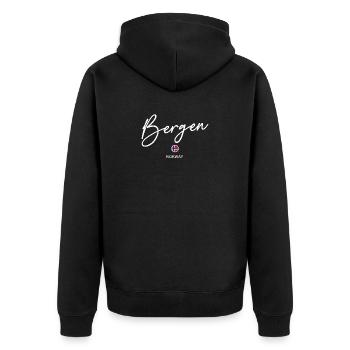 Bergen - Norway Flag Lettering - Norge - Norwegen - Unisex Premium Organic Zip Hoodie - black - Back - Nico (187cm)