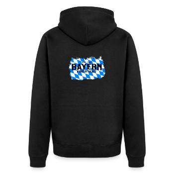 Freistaat Bayern – Rautenflagge Design - Unisex Premium Bio Zip Hoodie - Schwarz - Hinten - Nico (187cm)