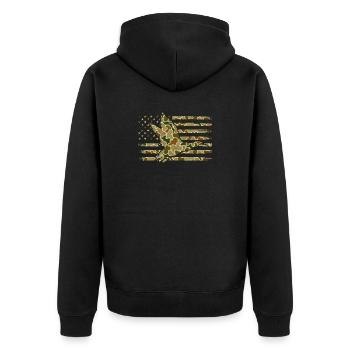Ente Camo US-Flagge Wasservögel Patriotische Szene - Unisex Premium Bio Zip Hoodie - Schwarz - Hinten - Nico (187cm)