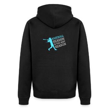 Baseball Season Is The Best Season Fan Spiel Sport - Unisex Premium Bio Zip Hoodie - Schwarz - Hinten - Nico (187cm)