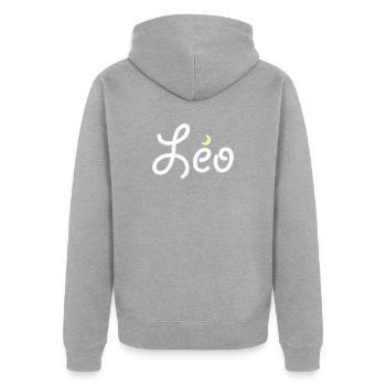 Leo - Unisex Premium Organic Zip Hoodie - heather grey - Back - Nico (187cm)