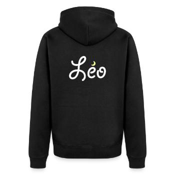 Löwe - Unisex Premium Bio Zip Hoodie - Schwarz - Hinten - Nico (187cm)