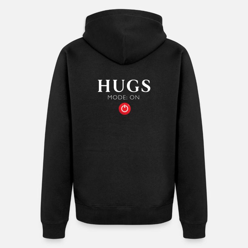 HUGS Modo On Red Button - Unisex Premium Organic Zip Hoodie - black
